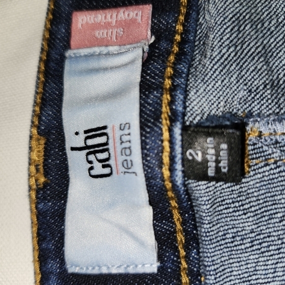 Cabi Star-Patterned Dark Wash Jeans With Fringed Hem LIKE NEW! - Picture 6 of 9